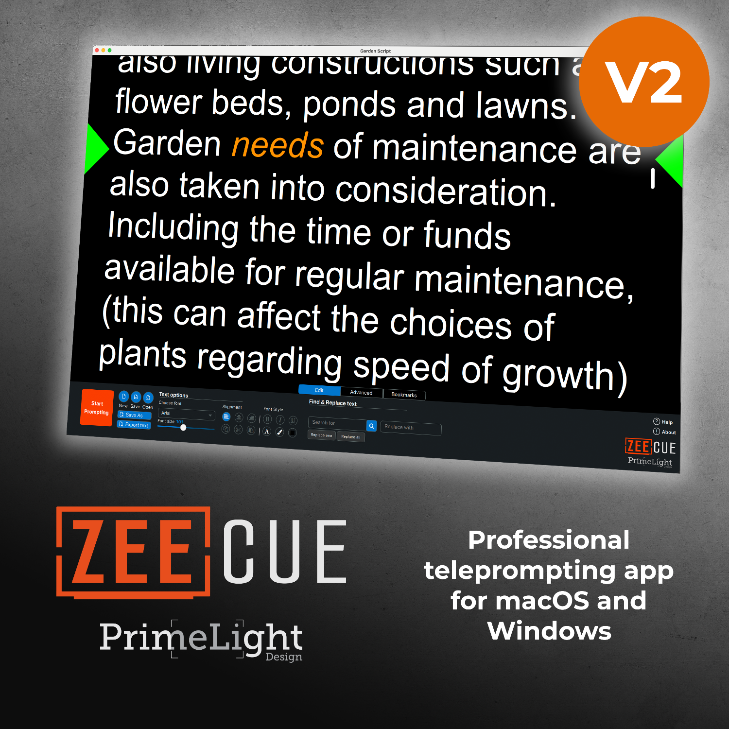 ZeeCue V2 teleprompter application macOS/Win